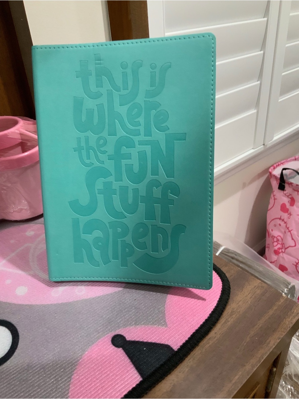 Teal Embossed Journal Cover - "This is Where the Fun Stuff Happens"